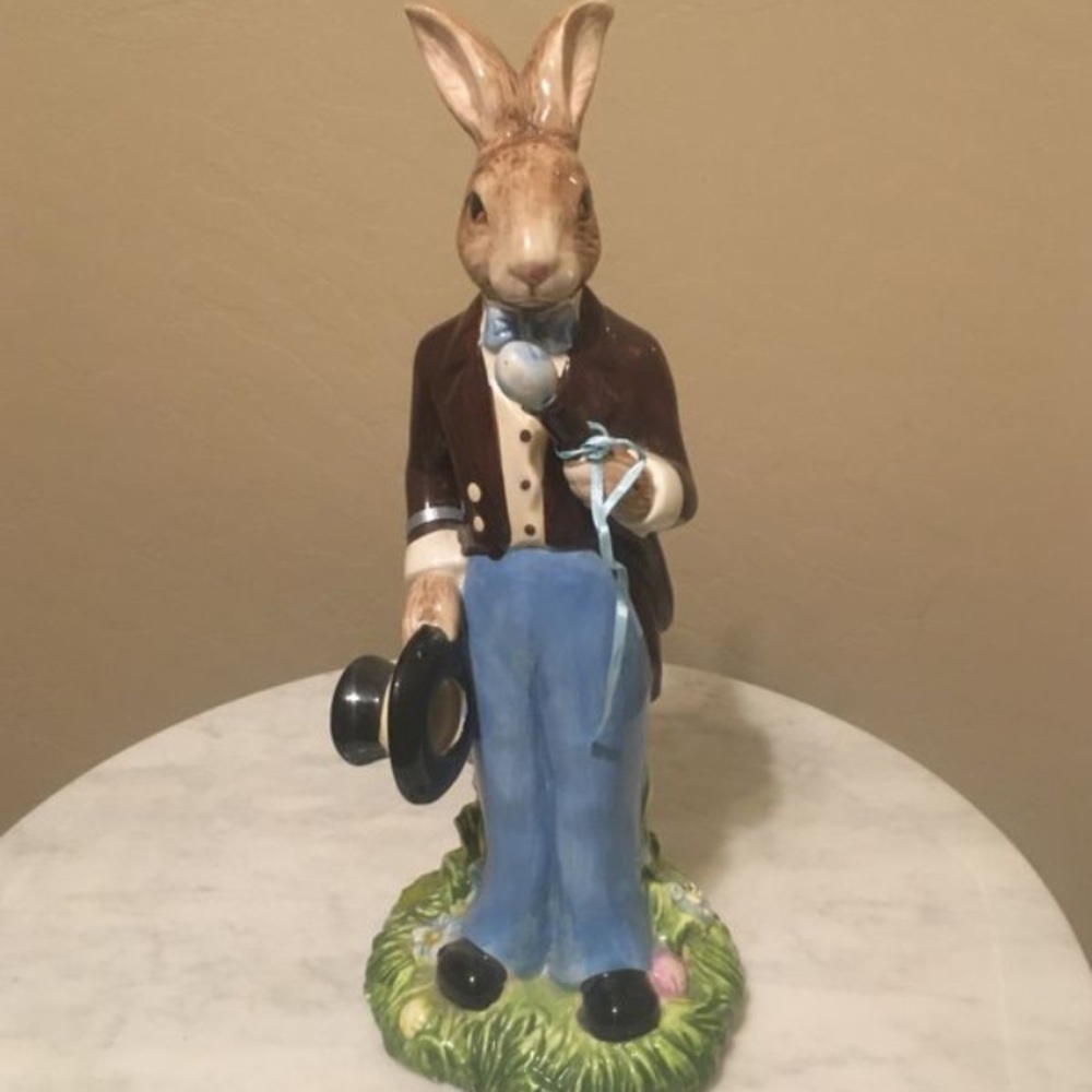 Large ceramic bunny figurine